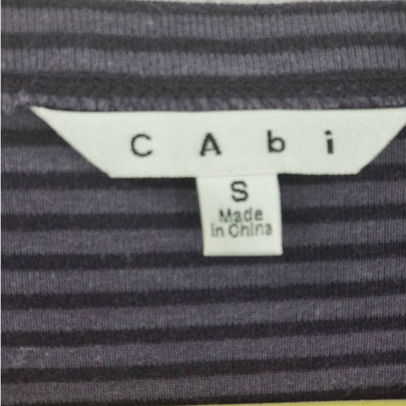 Cabi V-Neck Long Sleeve Shark Bite Hem Pullover Striped Tunic Top Size S Purple - Picture 5 of 8